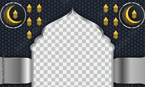 Ramadan kareem background for social media post design template. crescent moon and lantern element. Islamic backgrounds for posters, banners, greeting cards and social media post template.