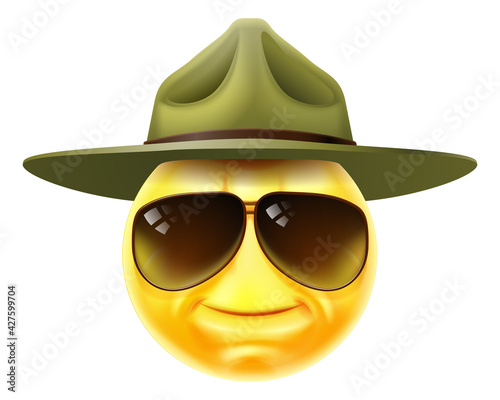 Happy Drill Sergeant Emoticon Cartoon Face