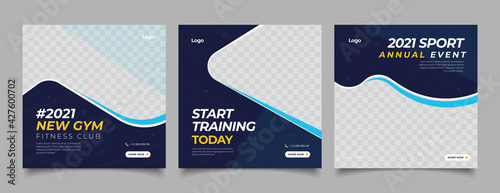 Sport Gym and Fitness Promotion Post and Story Social Media Template