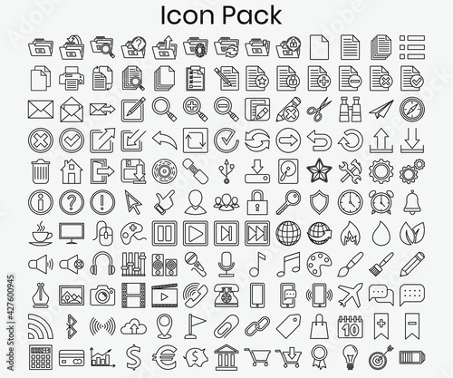 Set of Icon pack, Black and white icon, EPS 10
