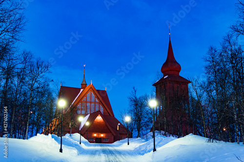 Kiruna, Sweden The wooden church of Kiruna built in 1911. photo