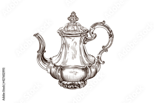 antique silver teapot