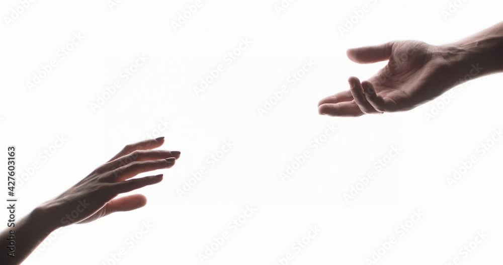 Two Hands Reaching each other in slow motion