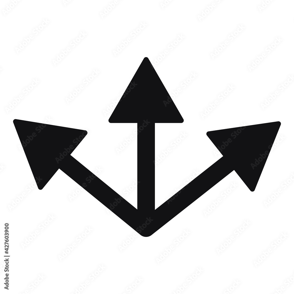 three-way direction arrow sign, road direction icon three-way direction arrow sign, road direction icon