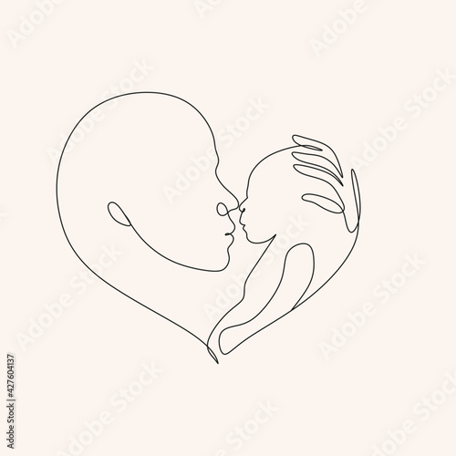 Pregnant woman one line drawing on white isolated background. Vector illustration