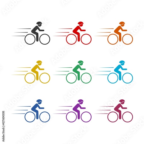 Bicycle icon isolated on white background color set
