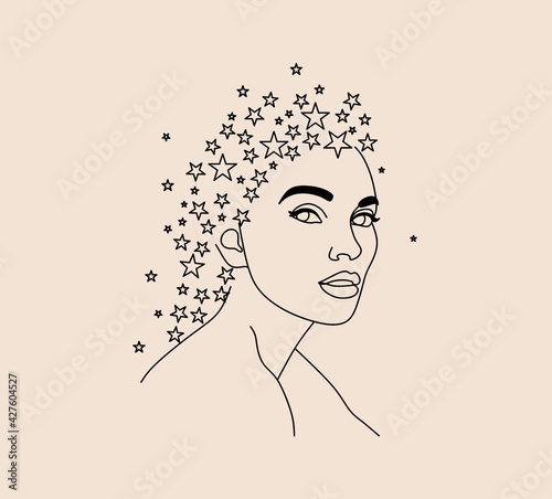 Woman with stars and crystals line