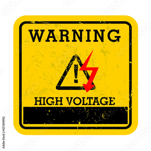 Warning, high voltage, sticker and label