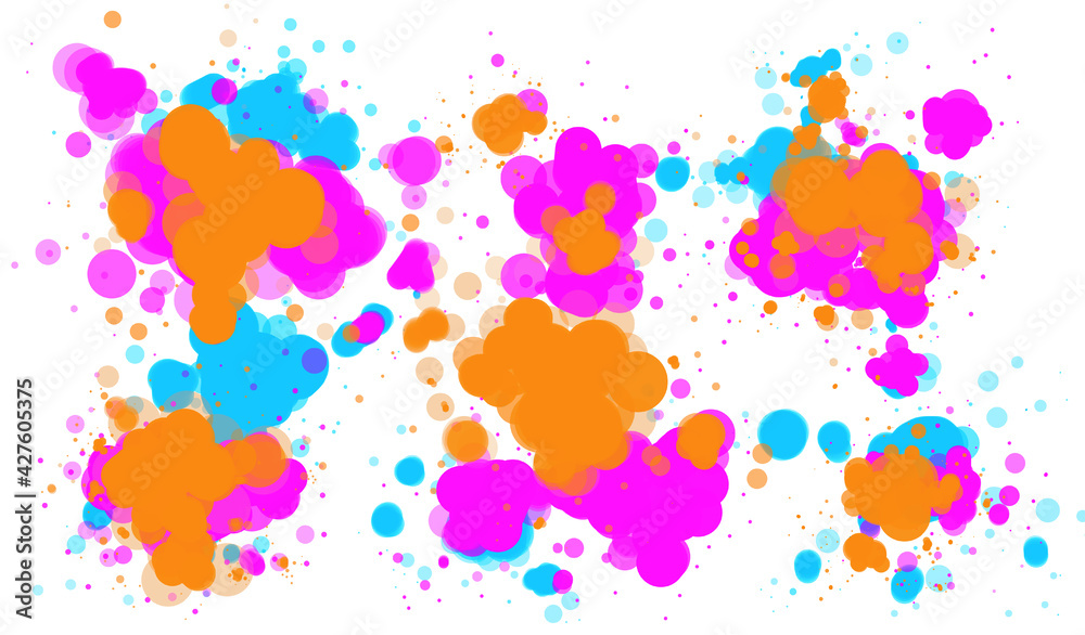 Realistic pink, orange and blue splatter design