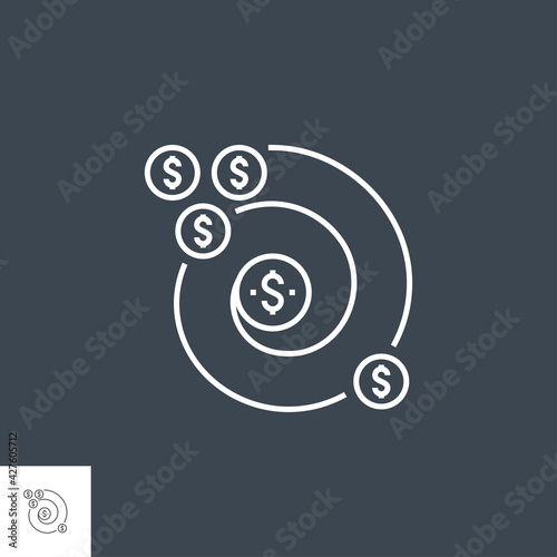 Return on Investment Related Vector Thin Line Icon. Isolated on Black Background. Editable Stroke. Vector Illustration.