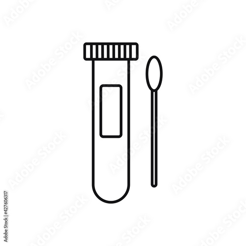 test tube with swab line style icon design of Medical care health and emergency theme