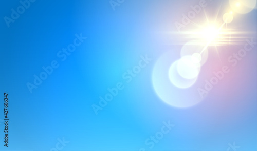 Realistic sunny sky with explosive flare effect