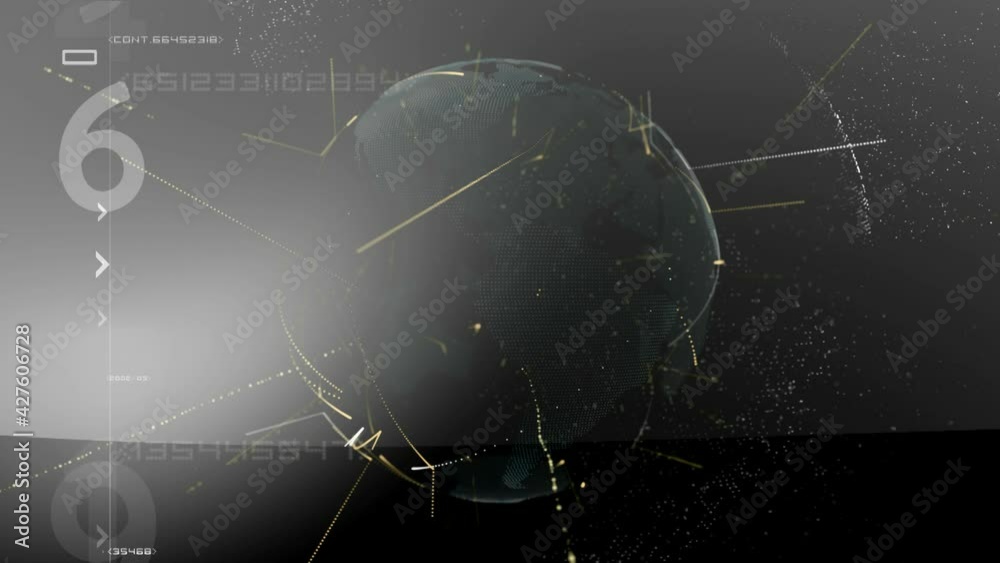 Digital Clouds Earth rotating animation social future technology abstract business scientific growth network