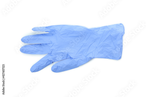 Blue medical glove isolated on white background © Atlas