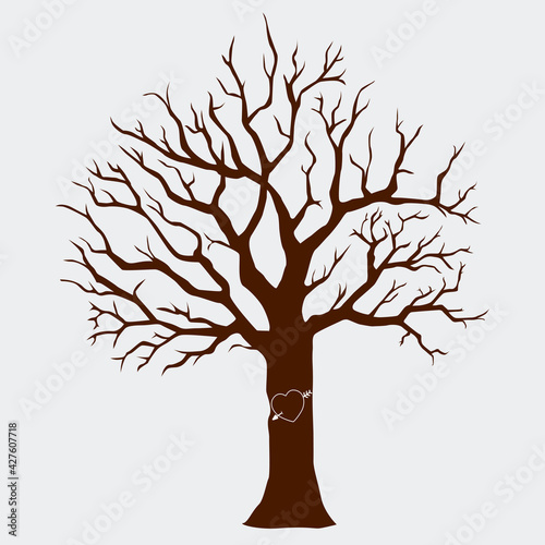 silhouette of tree vector illustration with heart