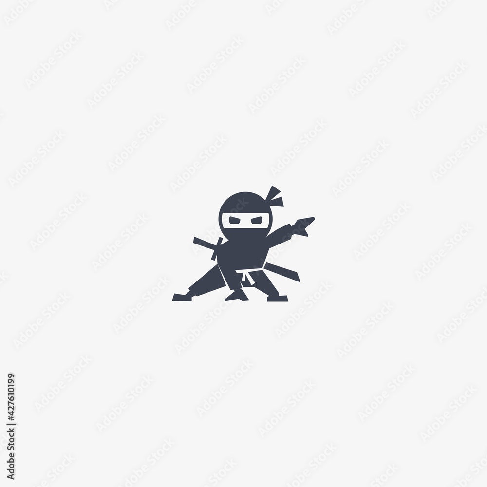 Ninja Silhouette vector illustration logo