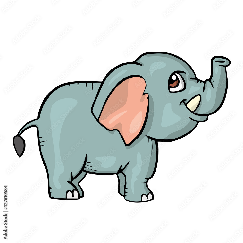 Elephant on white background Cute Cartoon animal . Vector illustration Elephant on white background Cute Cartoon animal . Vector illustration