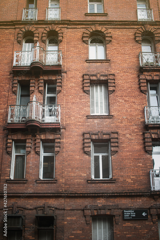 Brick building facade in Buenos Aires