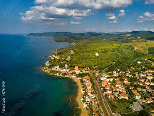 Top view of the city and the promenade located in Castiglioncello in Tuscany. Italy, Livorno photo