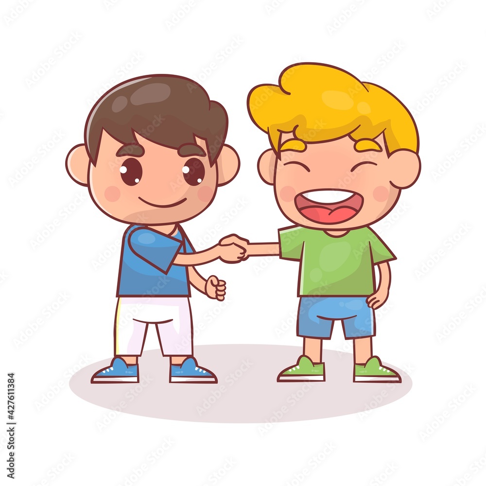 Cute happy kid doing hand shake with friend Premium Vector
Cute happy kid doing hand shake with friend Premium Vector