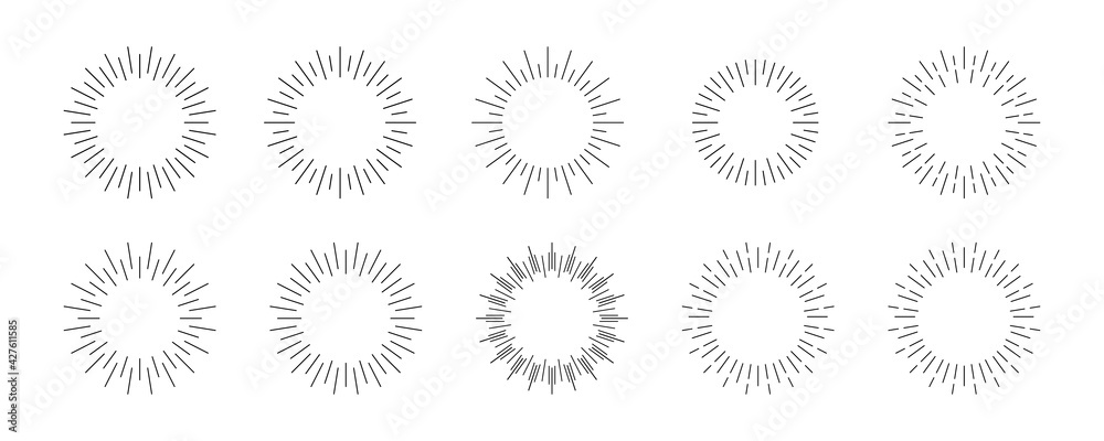 Sunburst set. Sunburst icon collection vector. Vector illustration. Sunburst set. Sunburst icon collection vector. Vector illustration.