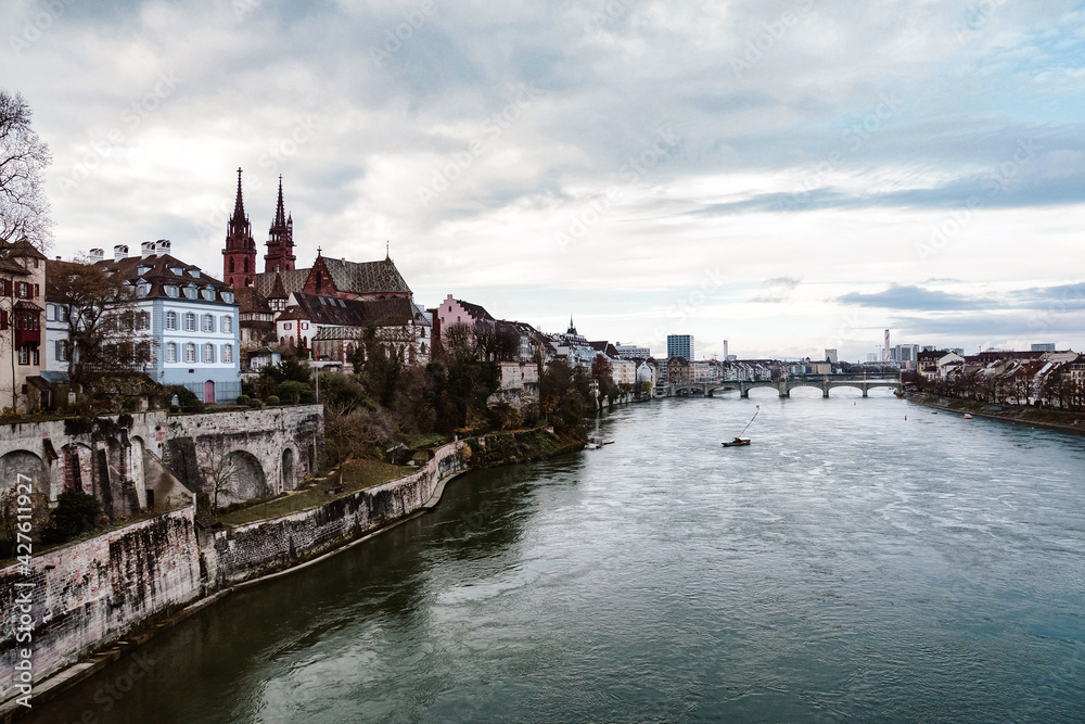 A view of Basel on the Rhine, taken from Wettsteinbrücke.