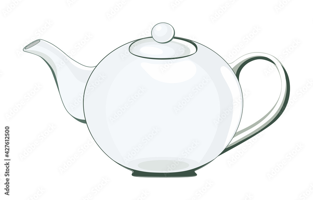 Glass Teapot. Close-up. Tea utensils. Isolated, white. Vector Glass Teapot. Close-up. Tea utensils. Isolated, white. Vector
