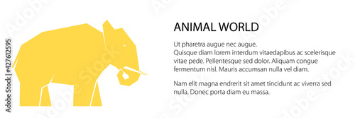 Yellow elephant banner, animal world concept, vector illustration