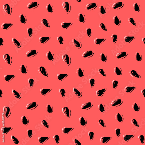 Watermelon pulp seamless pattern. Summer bright background