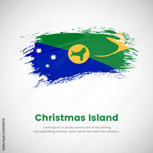 Brush painted grunge flag of Christmas Island country. National day of Christmas Island. Abstract creative painted grunge brush flag background.