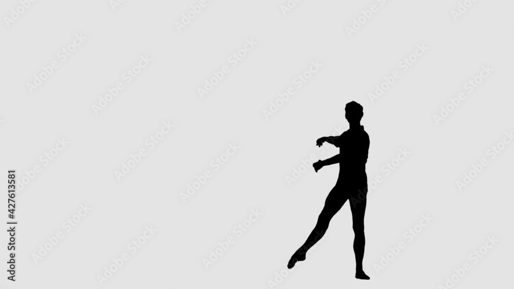 Silhouette of a man dancing ballet. Elegant dance element from classical ballet Silhouette of a man dancing ballet. Elegant dance element from classical ballet