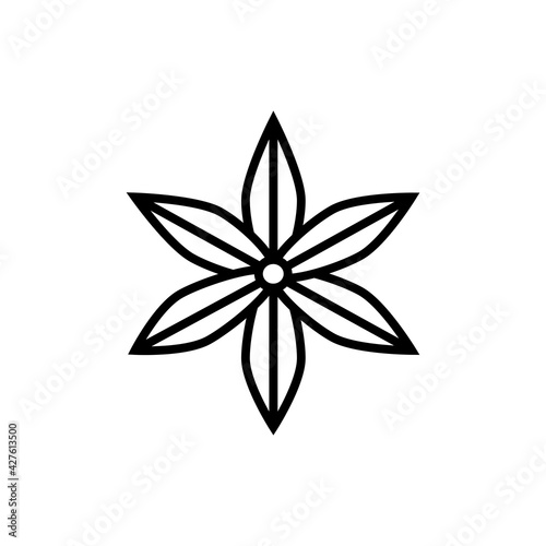 Star anise black line icon. Seasoning vector illustration. Isolated contour of orthopedics diseases on white background. Editable stroke