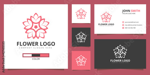 flower logo and Business Card design inspiration vector template for your company business	