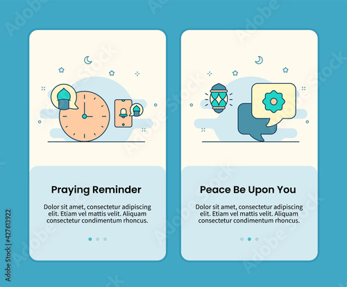 praying reminder and peace be upon you design onboarding design mobile page screen app