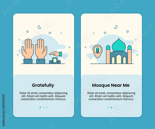 gratefully and mosque near me design onboarding design mobile page screen app photo
