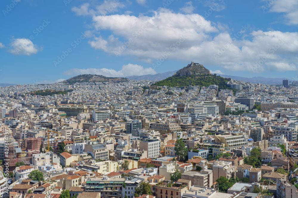 Panorama Of Athens Megalopolis From Acropolis Hill,Greece
