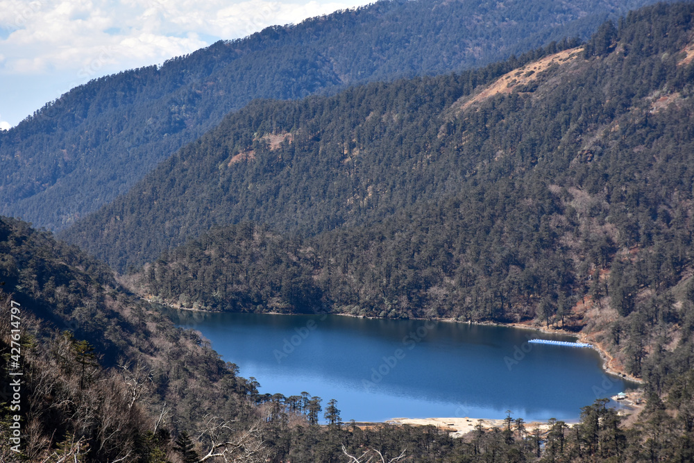 Picturesque view of blue lake