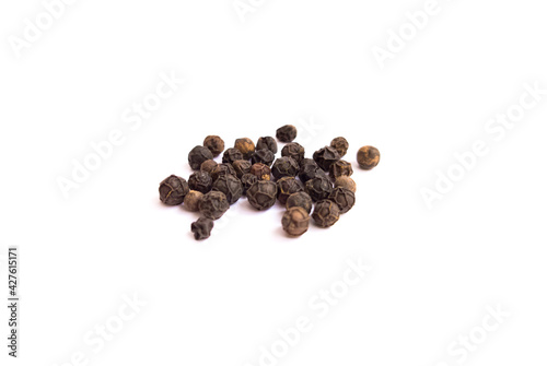 Black pepper on white isolated backgound