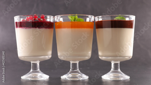 glasses of panna cotta- italian dessert