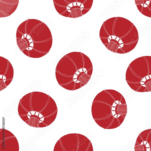 pattern seamless red silhouette of air lanterns white background