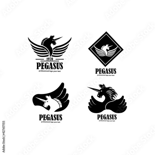 Pegasus logo concept vector icon illustration
