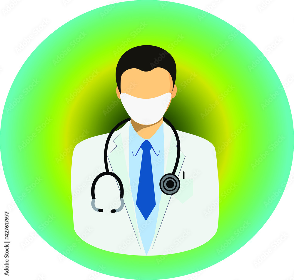 Fototapeta premium doctor masked man green background