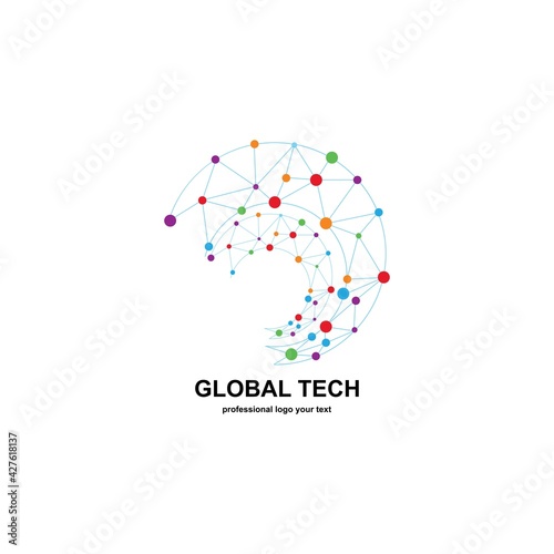 Global tech network icon design vector illustration
