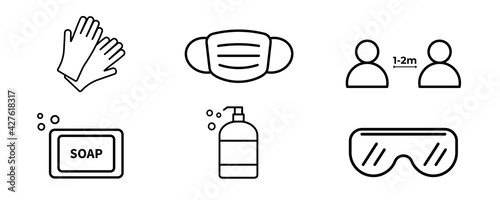 Personal protection equipment vector icons