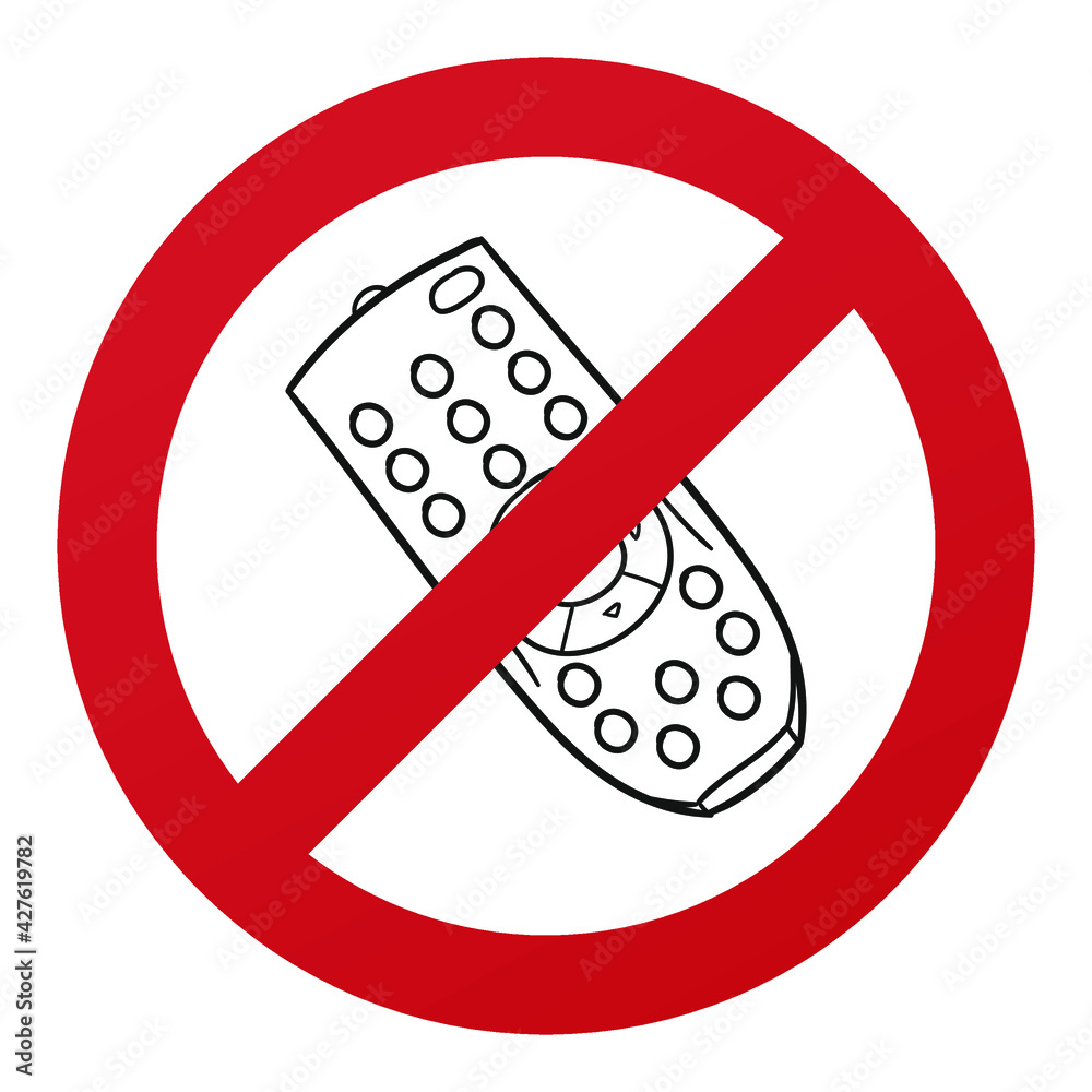 No Remote COntrol Symbol Isolated on White Background. Disabled Vector
