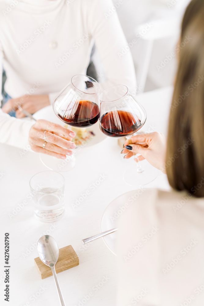 Making a celebratory toast with red wine Making a celebratory toast with red wine