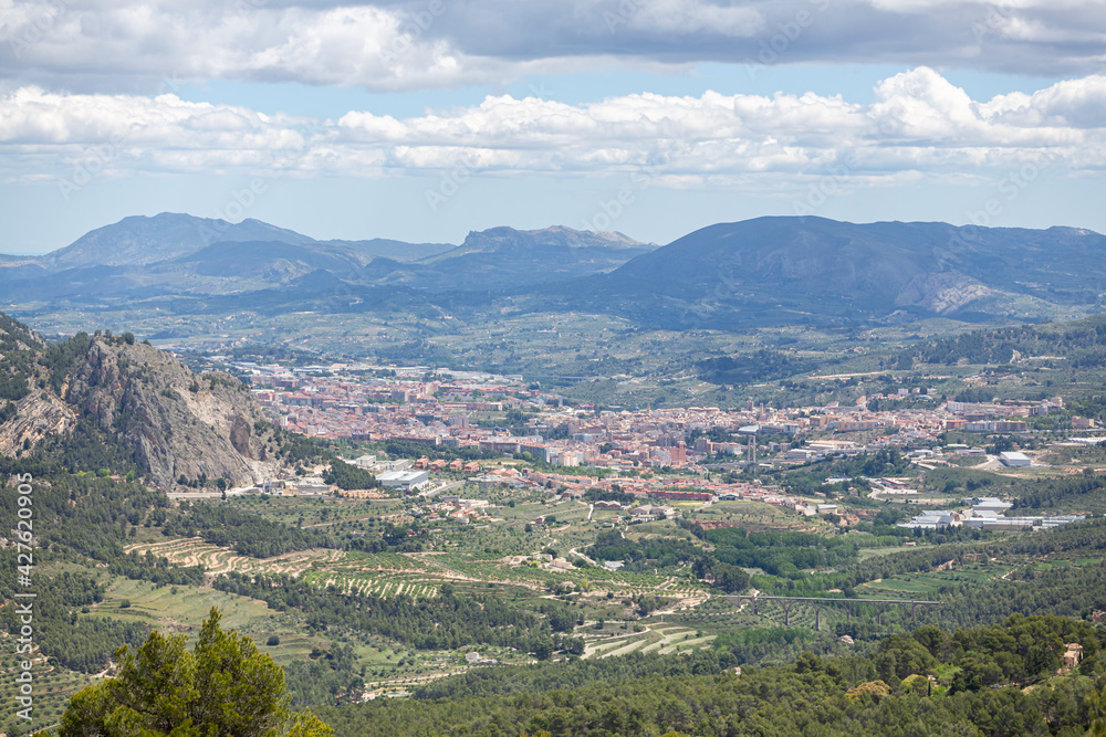 Panoramic view of the town or city of Alcoy, Alicante, Spain