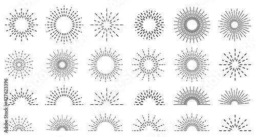 Sunburst set. Sunburst icon collection vector.Retro sunburst design.Big collection sunburst best quality. Burs.Sunrise rays light burst line shine sunshine sunbeam vintage border symbol.Vector illustr