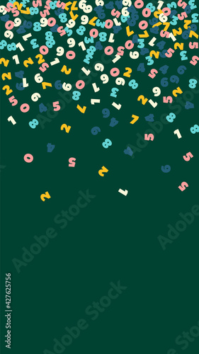 Falling pastel numbers. Math study concept with flying digits. Remarkable back to school mathematics banner on blackboard background. Falling numbers vector illustration.