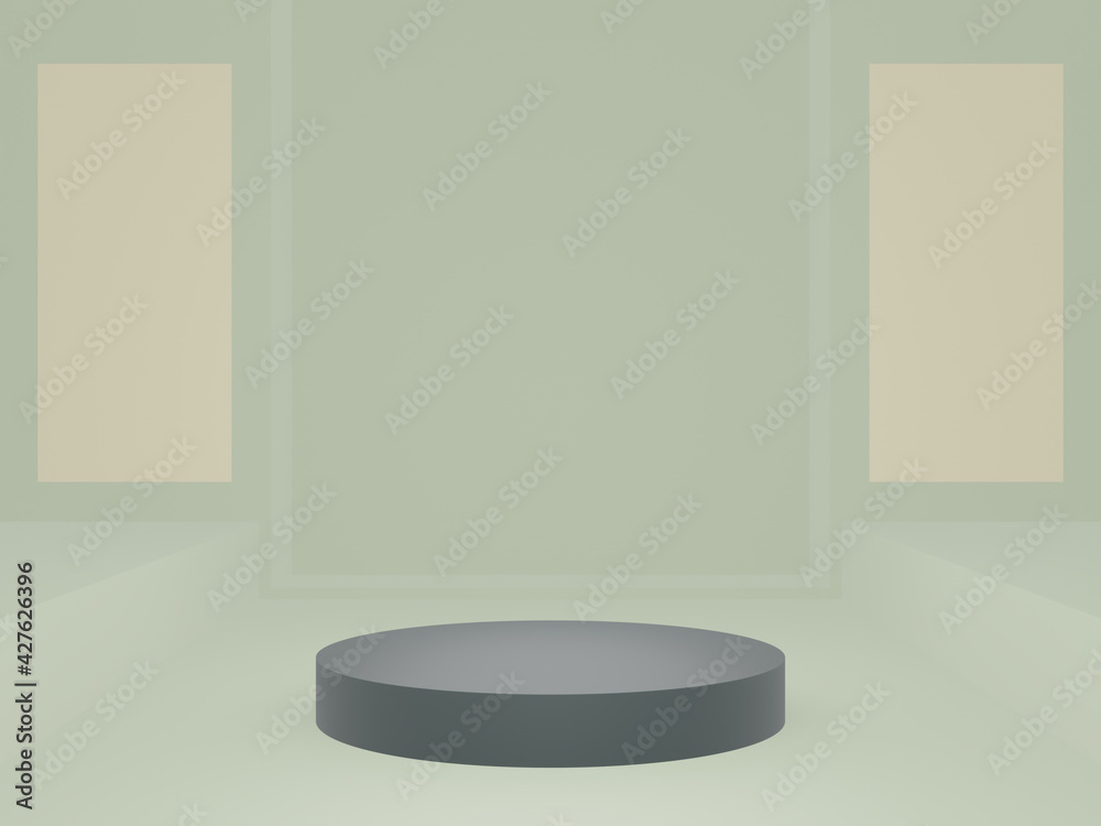 3D rendering. Green geometric product stand mockup. 3D rendering. Green geometric product stand mockup.